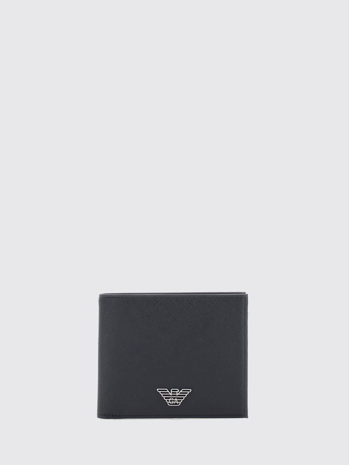 Emporio Armani Saffiano Bifold Wallet with Monogram and Eagle Logo