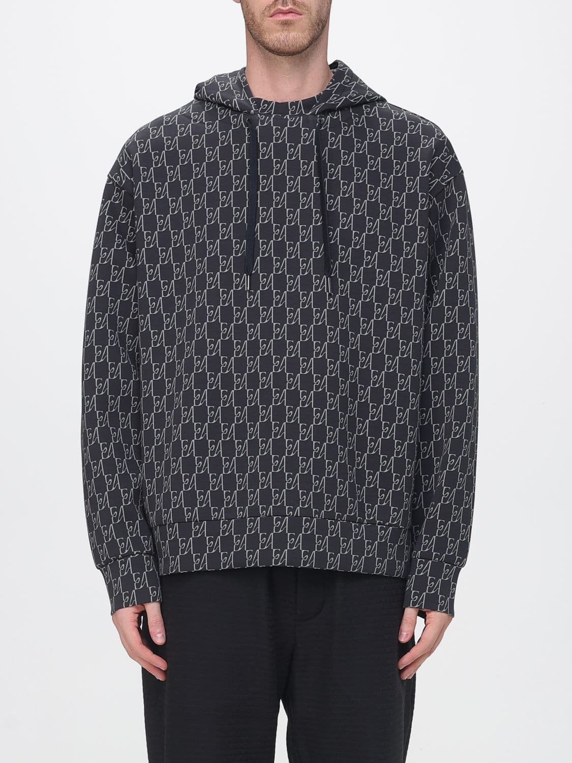Emporio Armani Relaxed Fit Cotton-Blend Hoodie with Contrast Logo