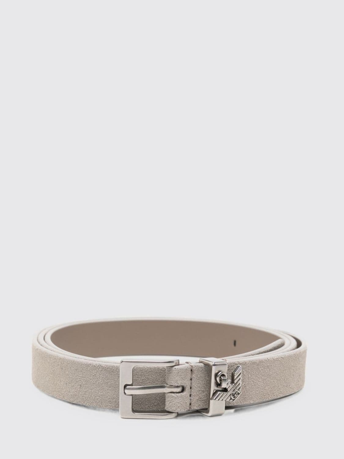 Emporio Armani Suede Leather Belt with a Metallic Eagle Logo Buckle