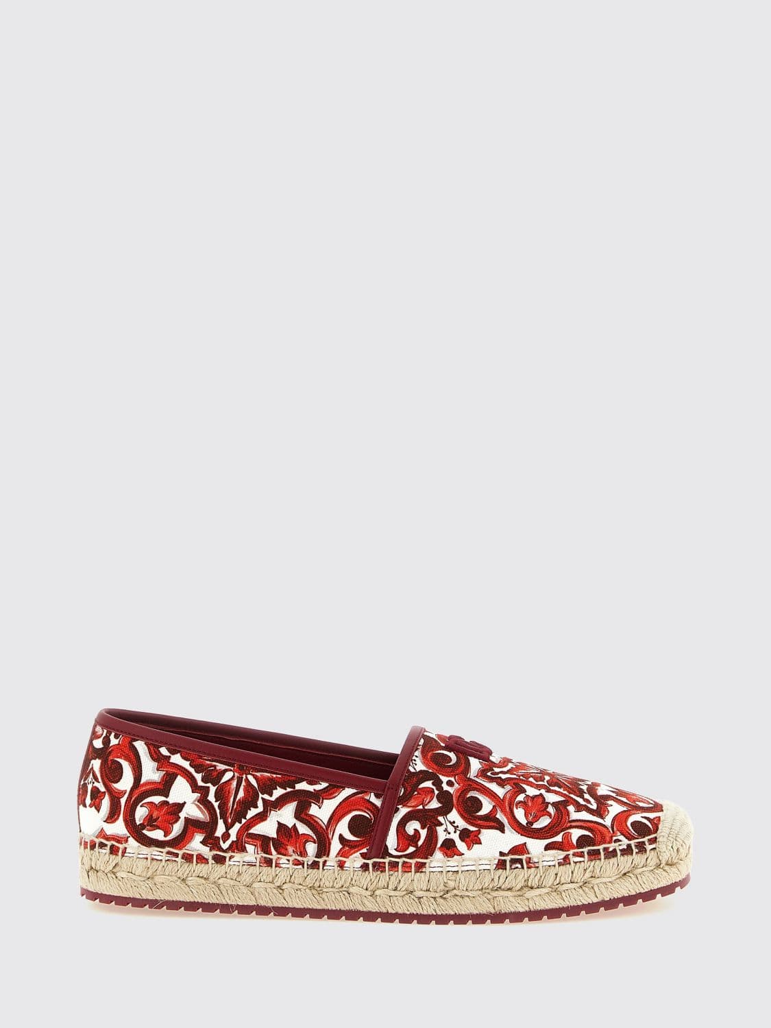 Dolce & Gabbana Majolica Print Cotton Espadrilles with Jute Sole