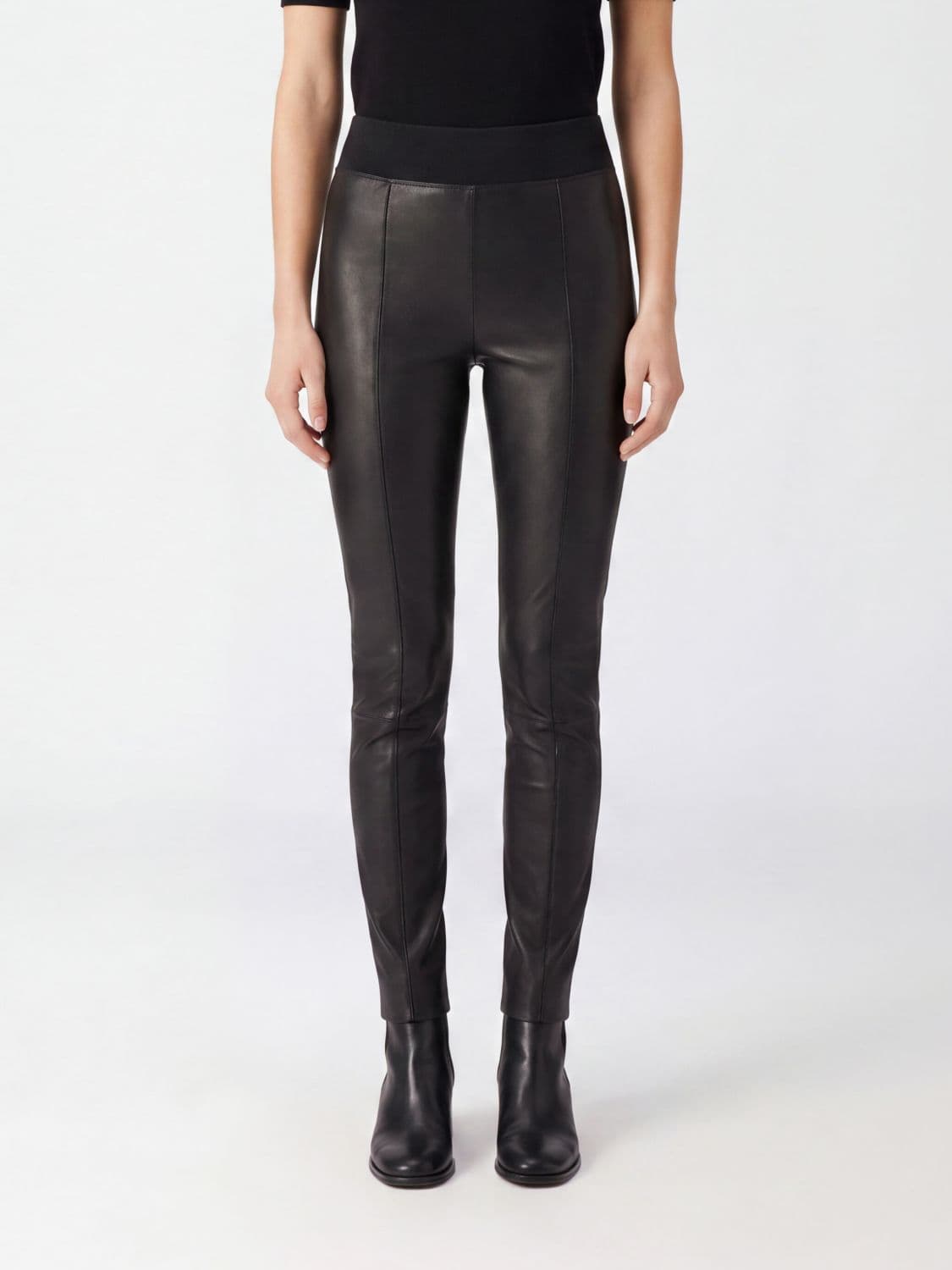 Brunello Cucinelli High-Waisted Smooth Lambskin Leather Leggings
