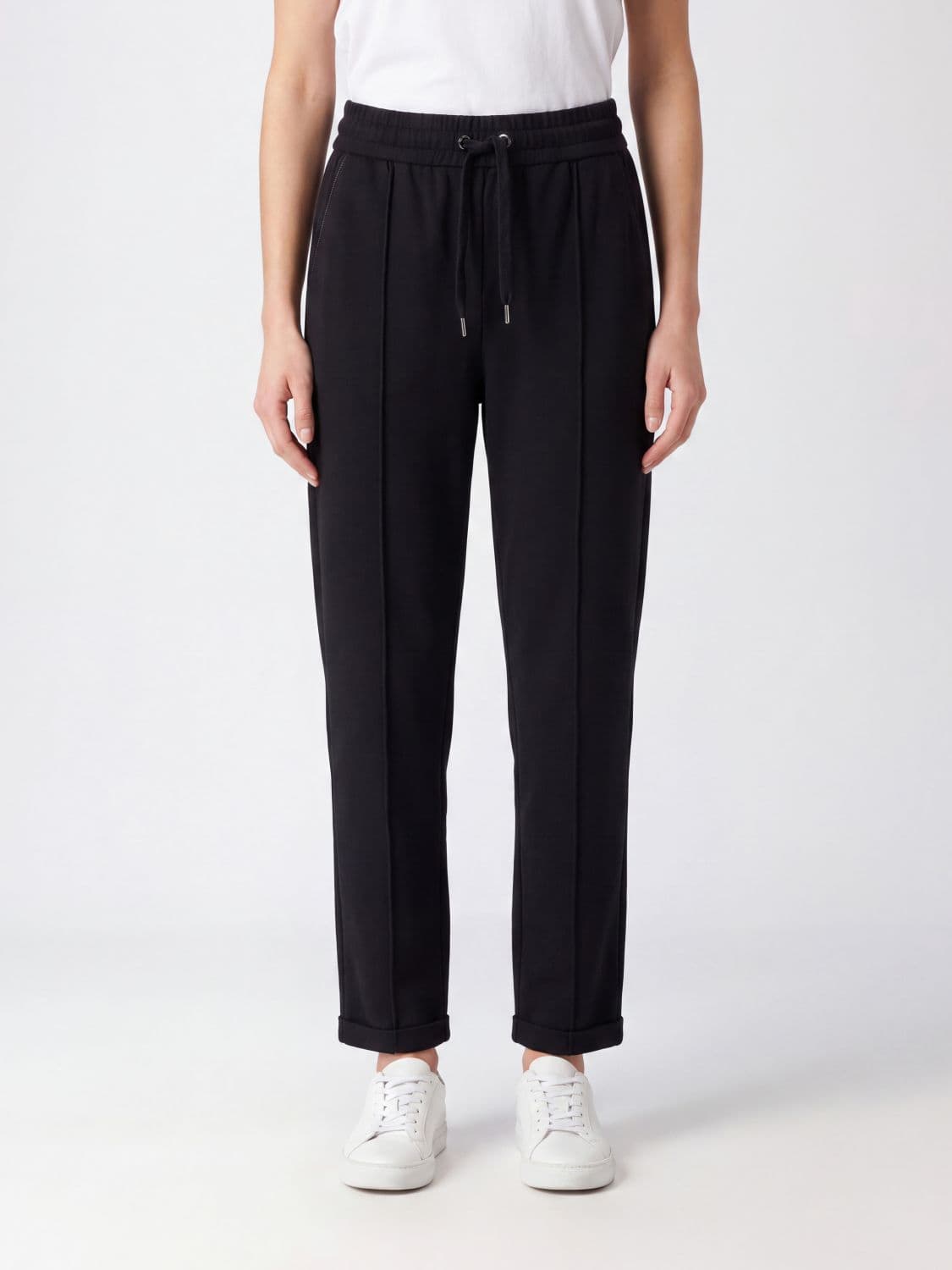 Brunello Cucinelli High-Waisted Stretch Cotton Joggers with Drawstring