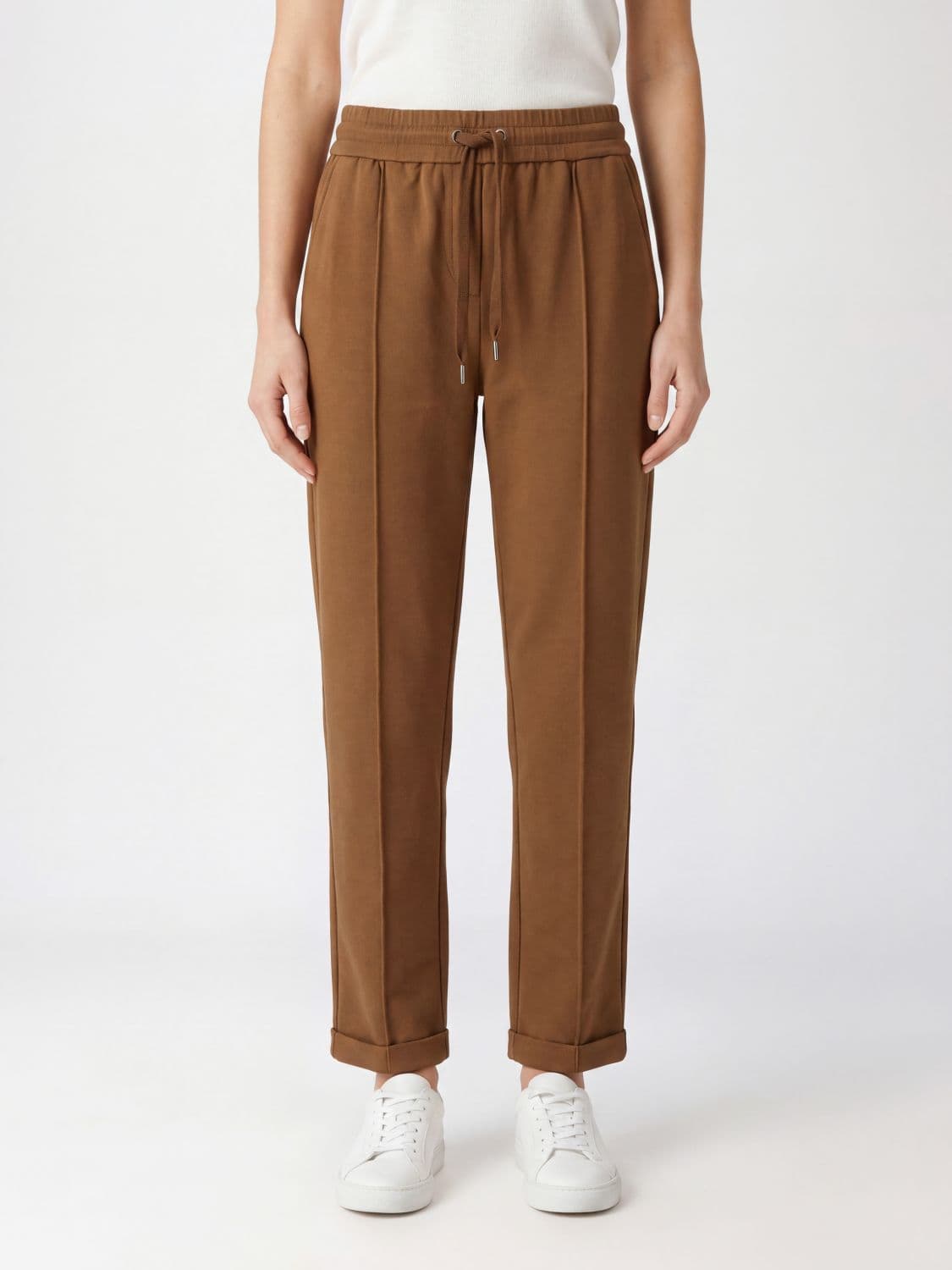 Brunello Cucinelli High-Waisted Stretch Cotton Joggers with Drawstring