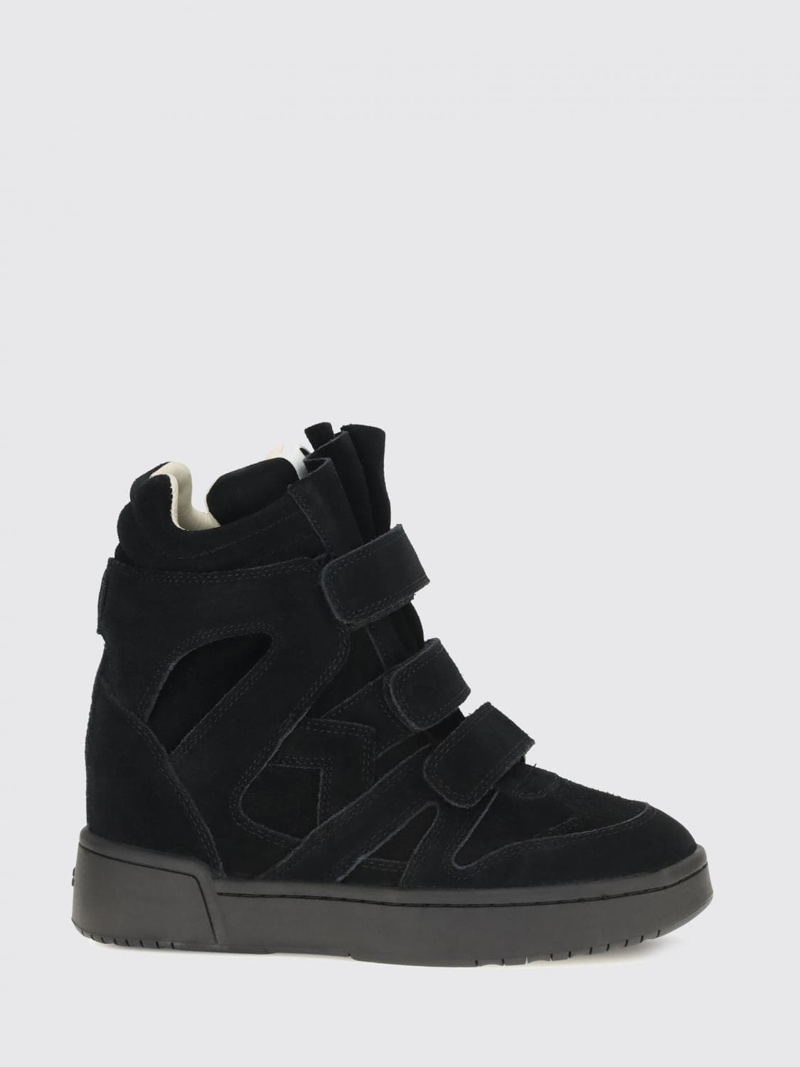 Isabel Marant High-Top Suede Wedge Sneakers with Velcro Straps