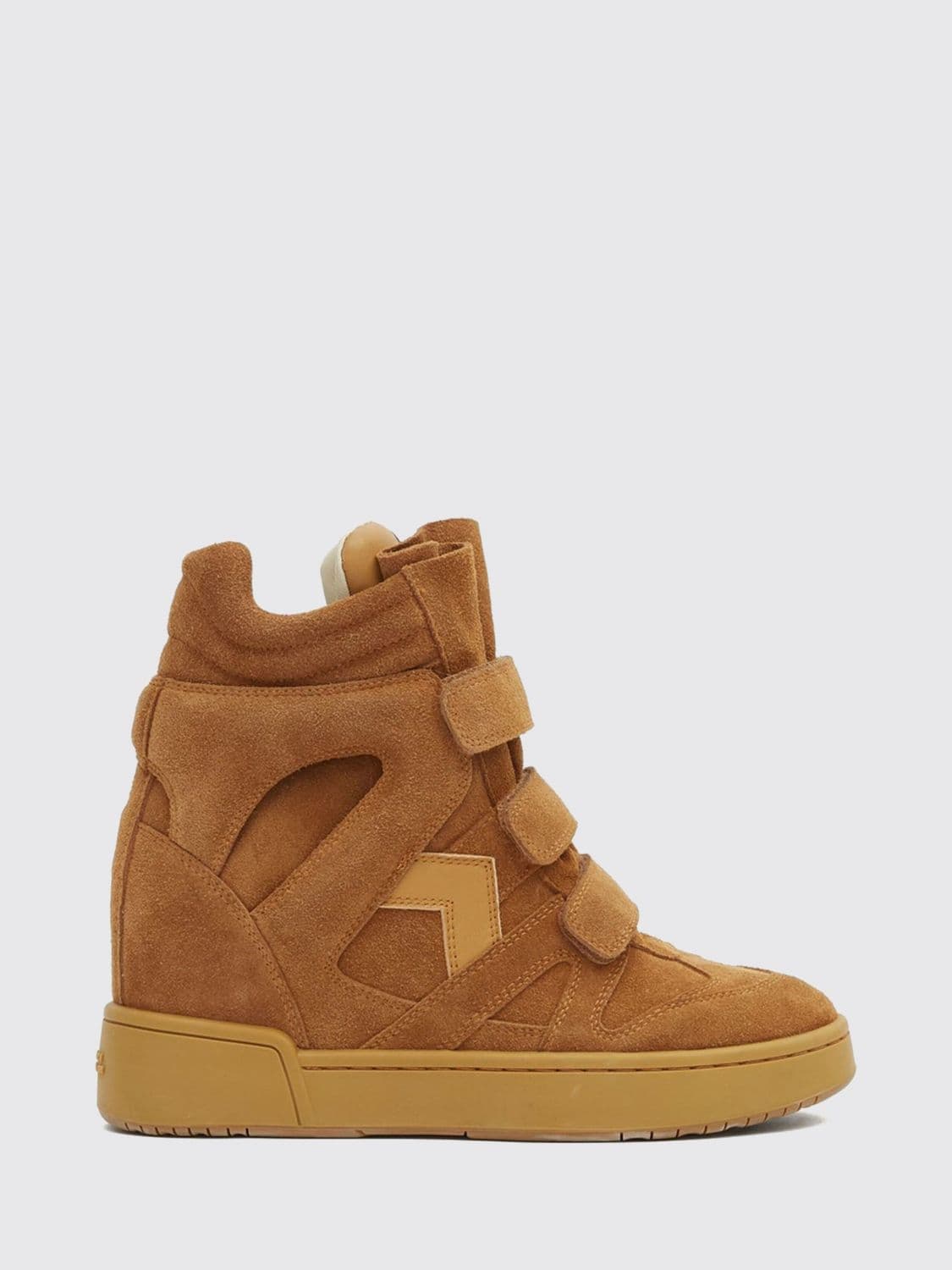 Isabel Marant High-Top Suede Wedge Sneakers with Velcro Straps