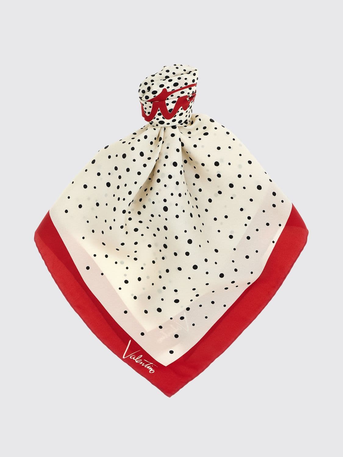 Valentino Garavani Polka Dot and Logo Print Silk Foulard · OS