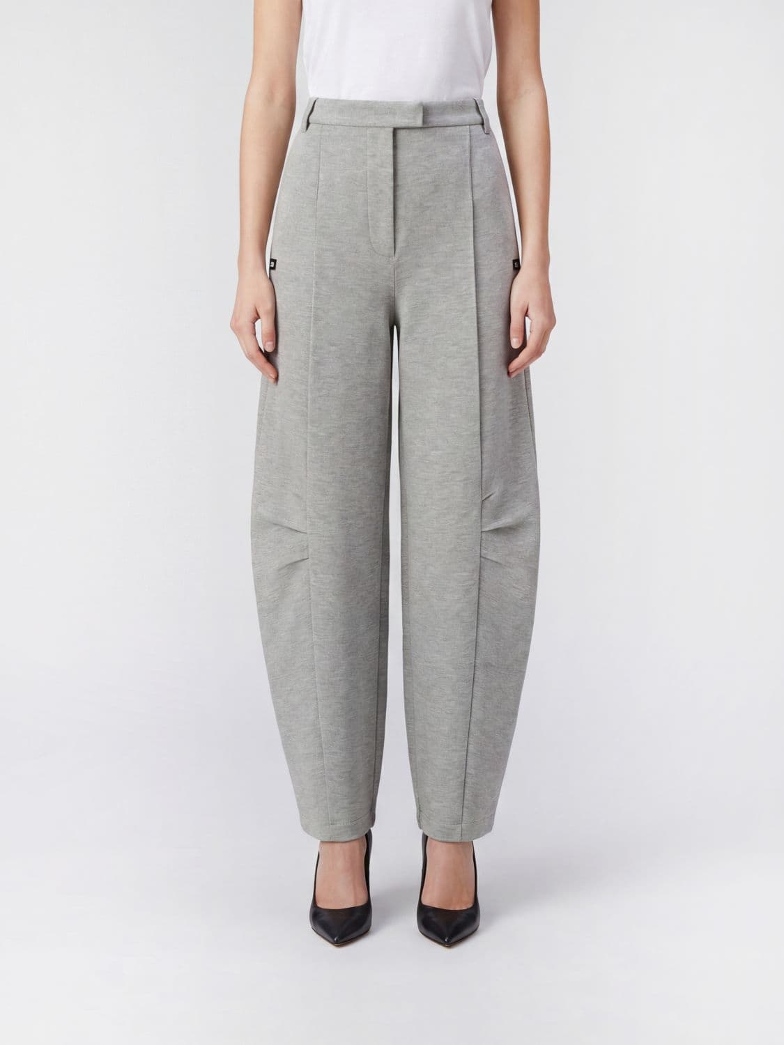 Rotate Baggy Wide-Leg Trousers in Viscose Blend with Off-Centre Closure