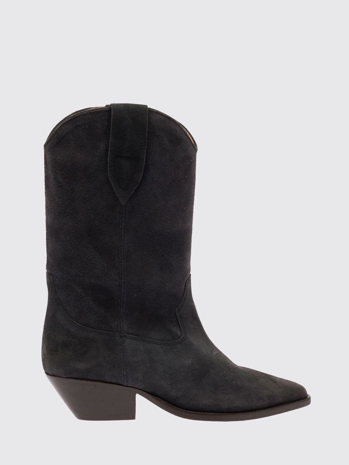 Isabel Marant Duerto Mid-Calf Suede Western Boots with Flared Heel