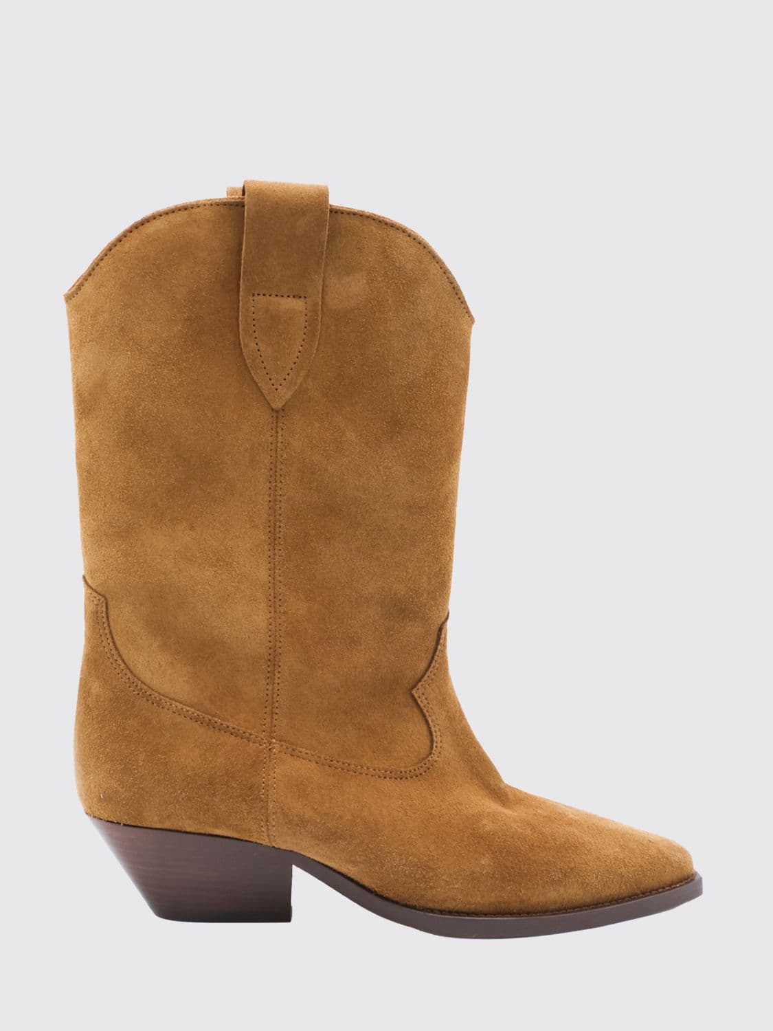 Isabel Marant Duerto Mid-Calf Suede Western Boots with Flared Heel