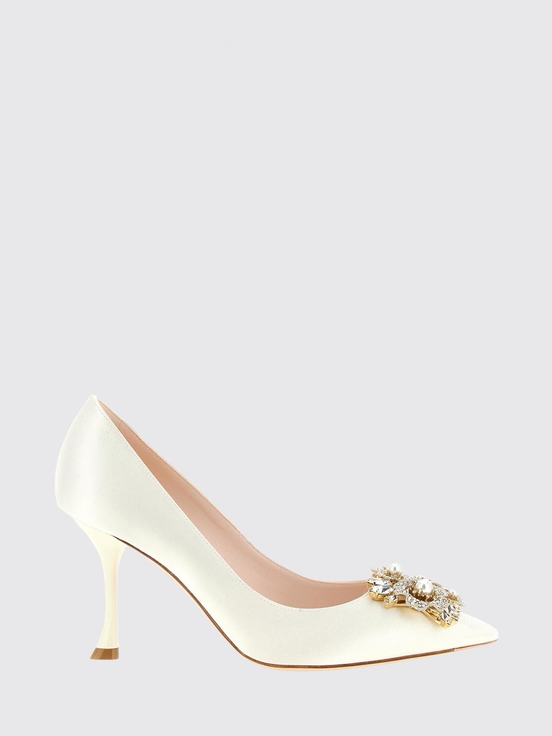 Roger Vivier Efflorescence Bridal Satin Pumps with Jewelled Buckle