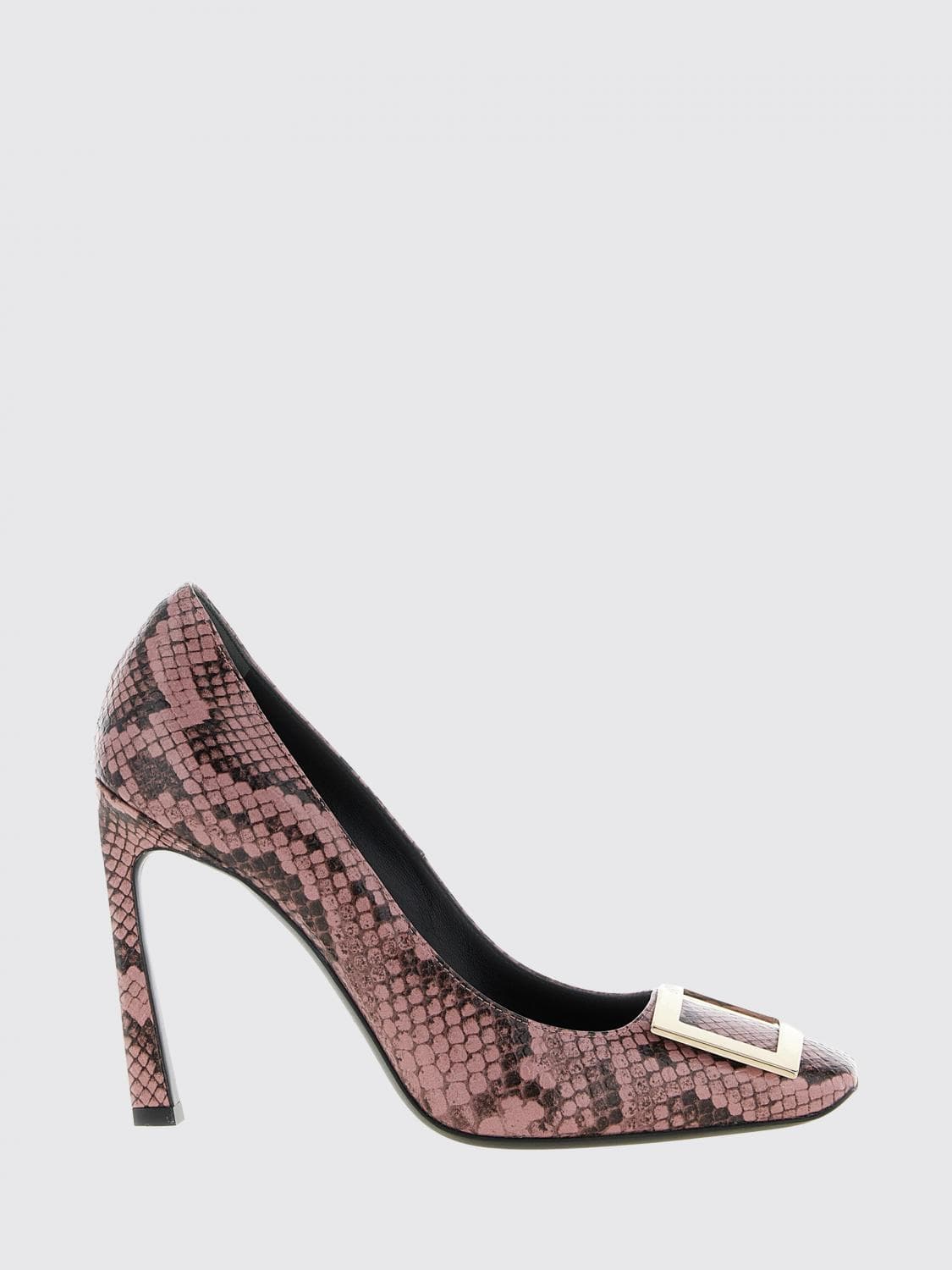 Roger Vivier Trompette Python-Print Leather Pumps with High Heel