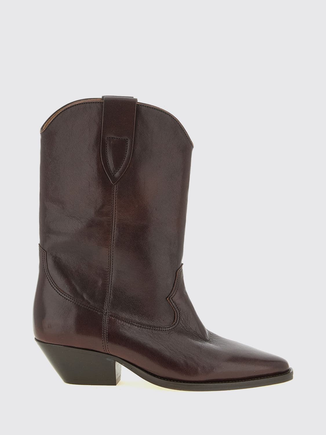 Isabel Marant Duerto Smooth Leather Cowboy Boots with Low Flared Heel