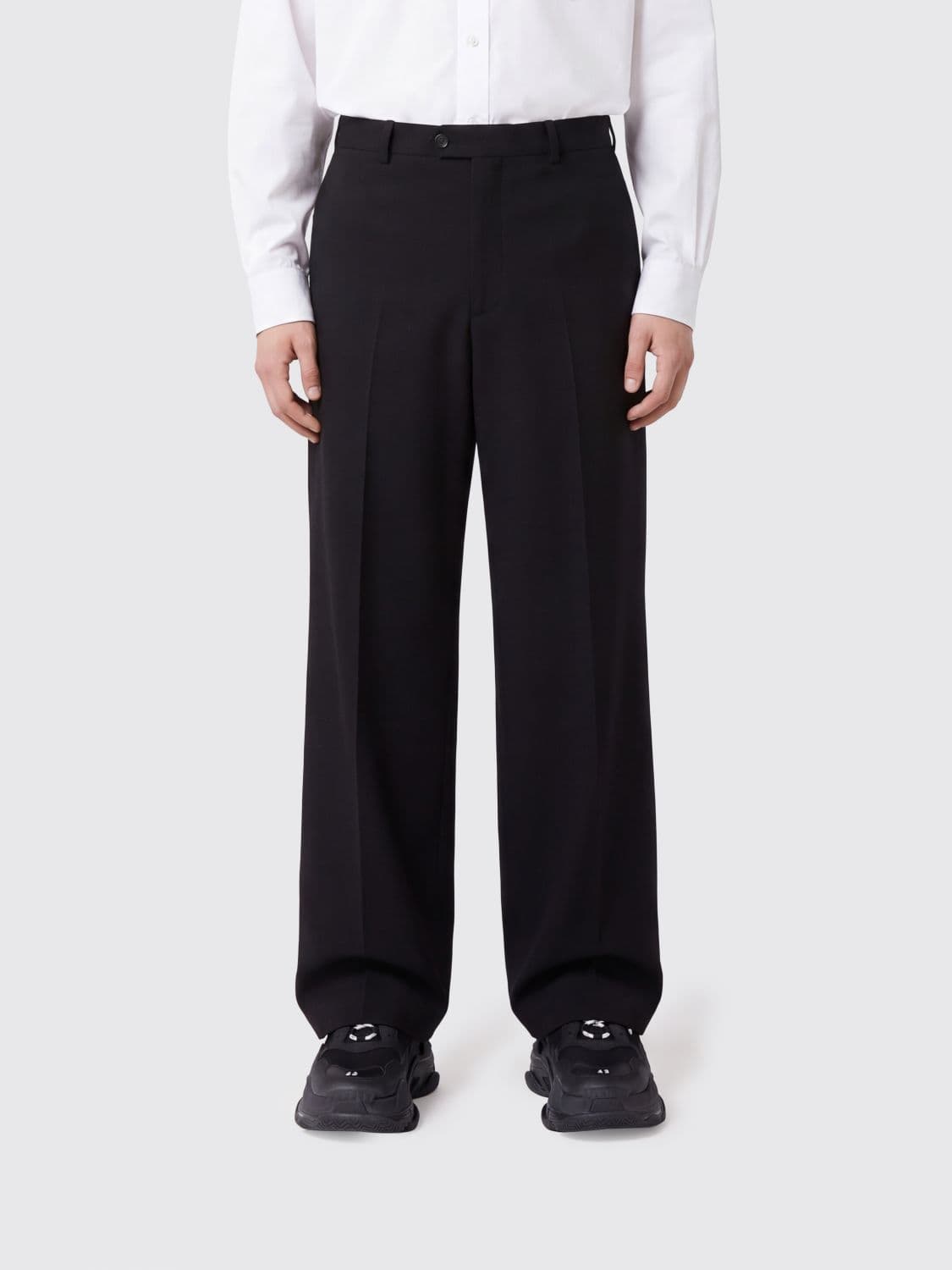 Balenciaga Wide-Leg Tailored Twill Trousers with an Off-Center Closure