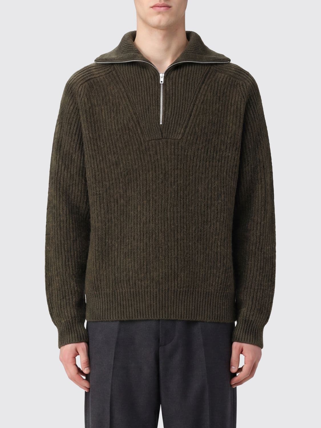 Jil Sander High Neck Half-Zip Jumper in Pure Wool
