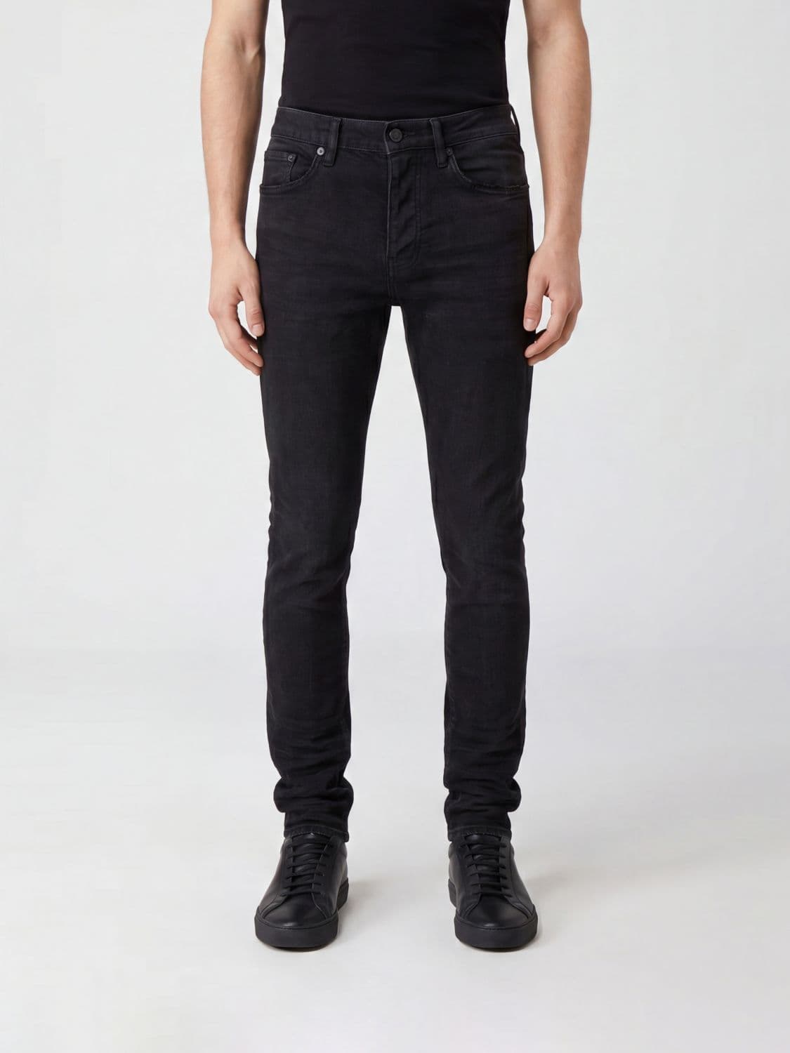 Purple P001 Slim Fit Jeans in Black Stretch Denim