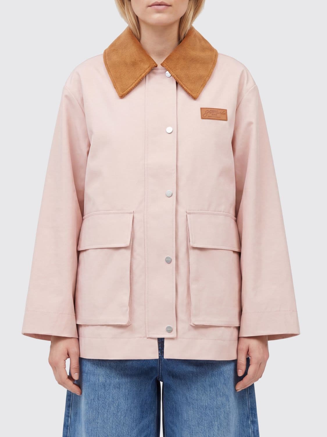 Ganni Recycled Polyethylene Shirt Jacket with Velvet Collar