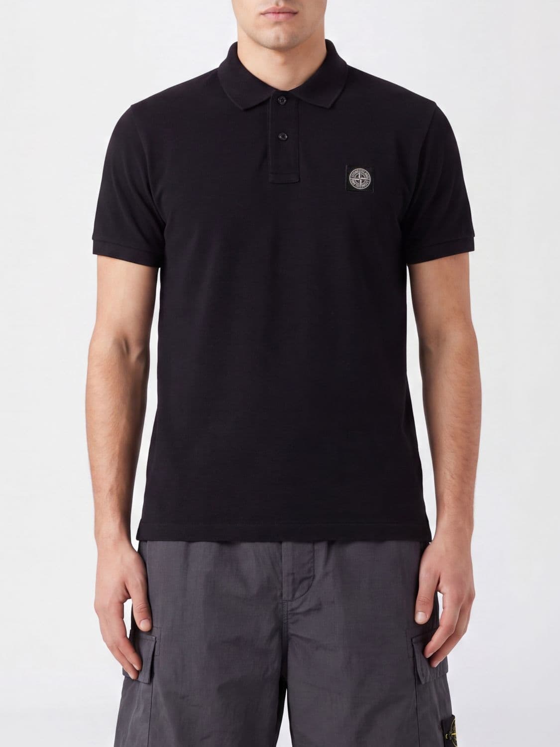 Stone Island Piqué Cotton Polo Shirt with Compass Logo Patch