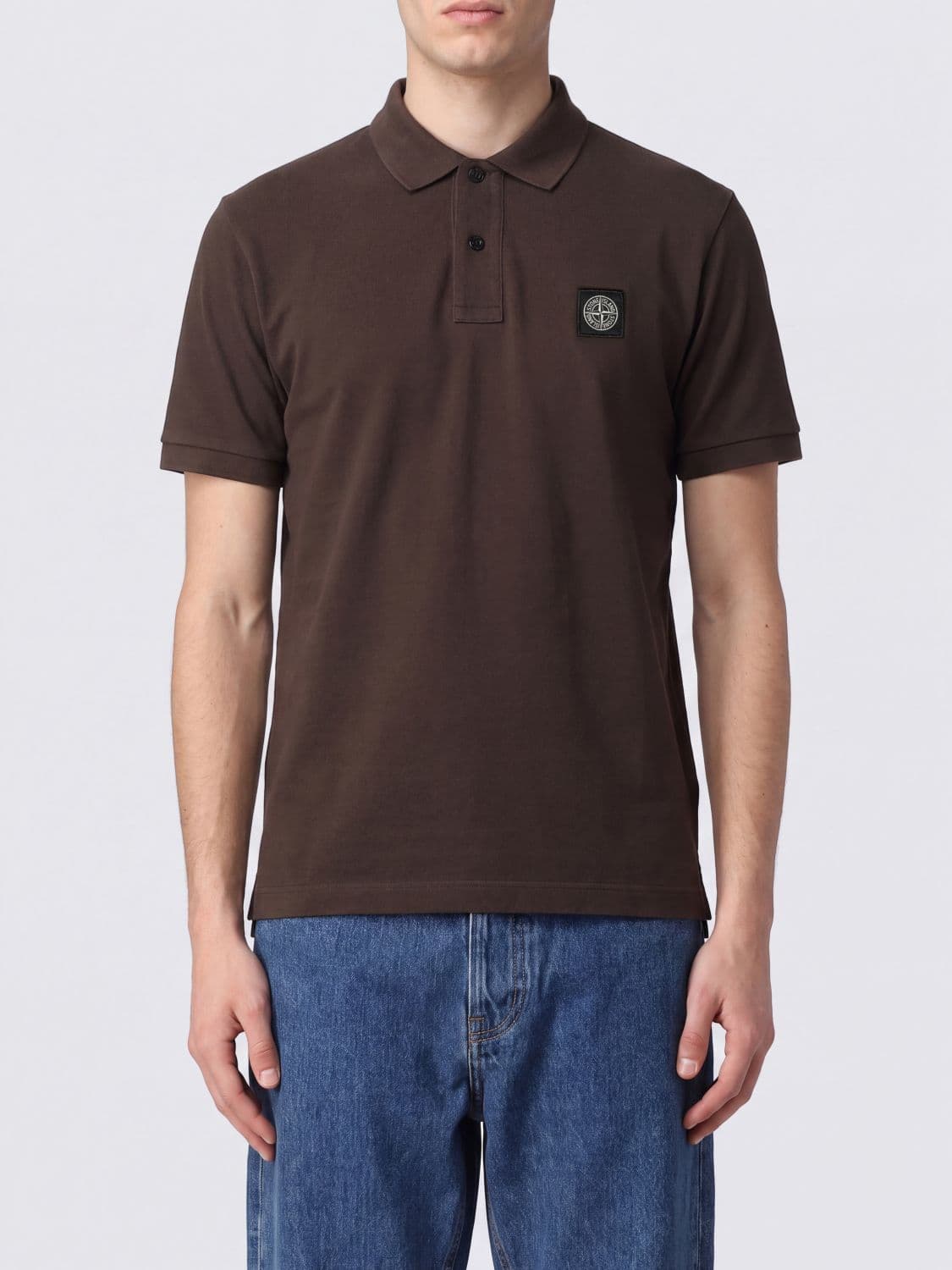 Stone Island Piqué Cotton Polo Shirt with Compass Logo Patch