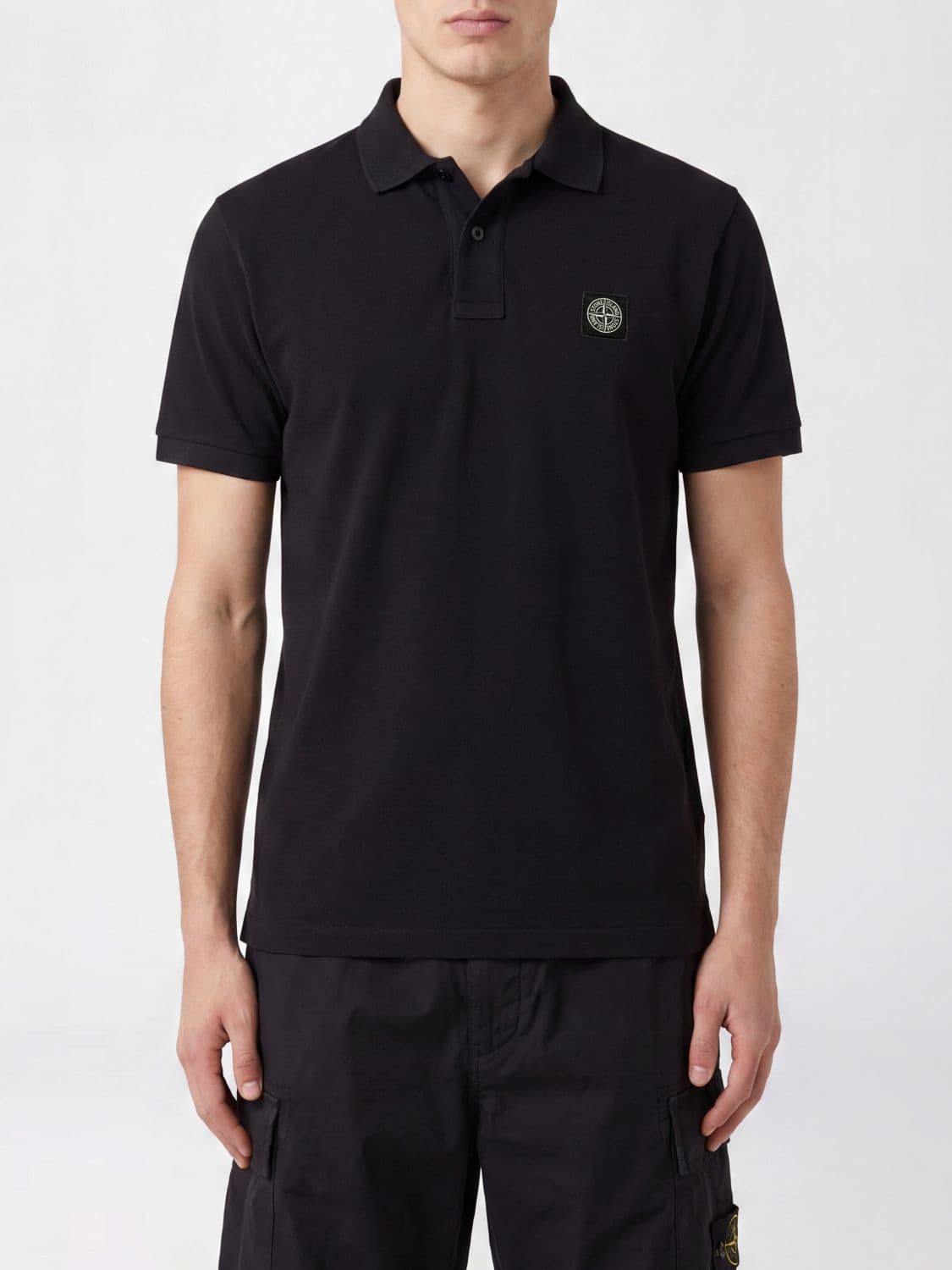 Stone Island Piqué Cotton Polo Shirt with Compass Logo Patch