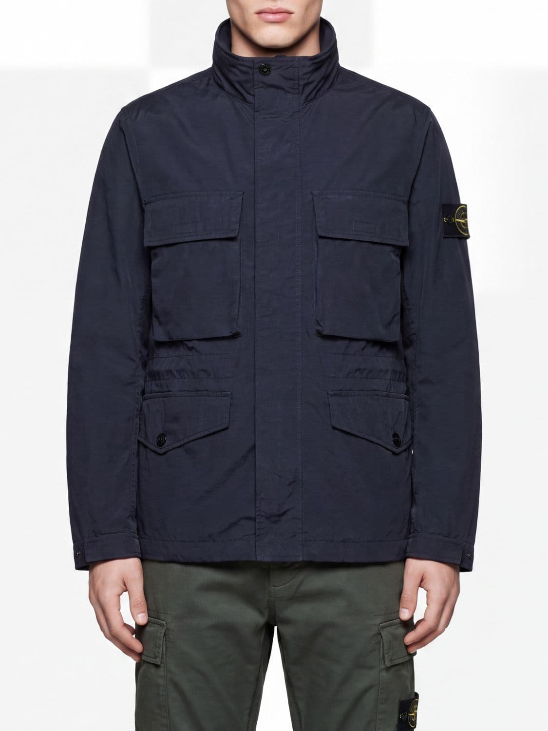 Stone Island Short Technical Twill Parka with High Neck and Compass Logo