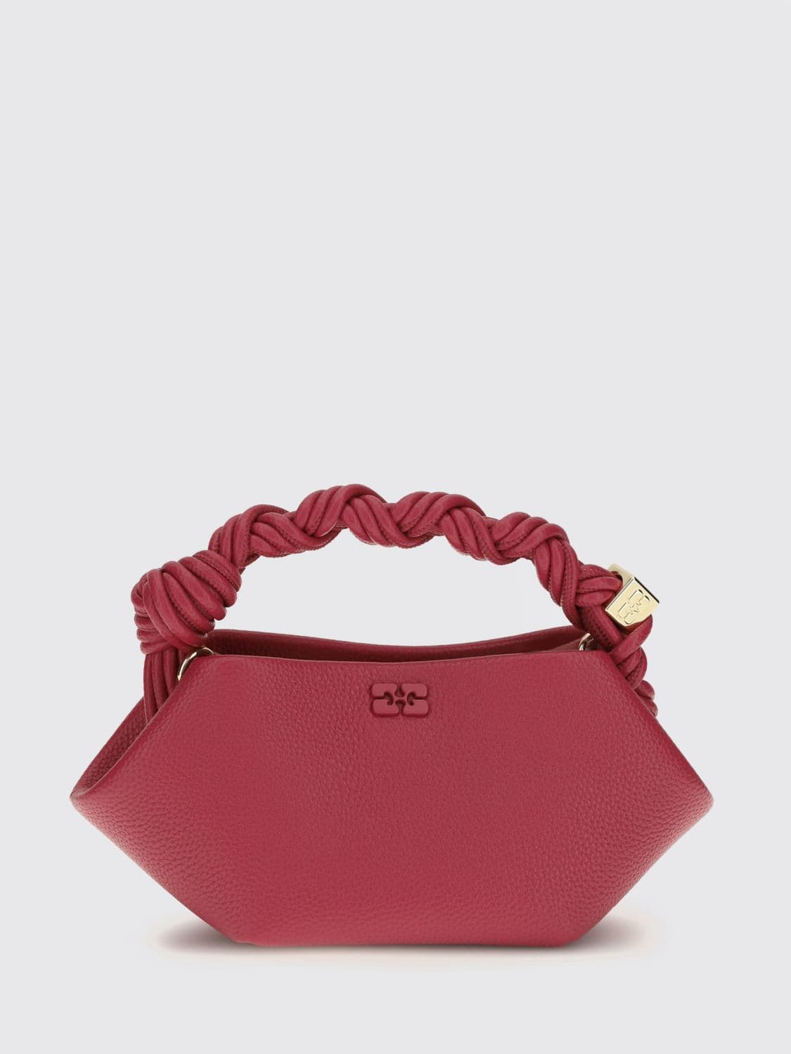 Ganni Bou Mini Bag in Recycled Leather with Braided Handle and Logo