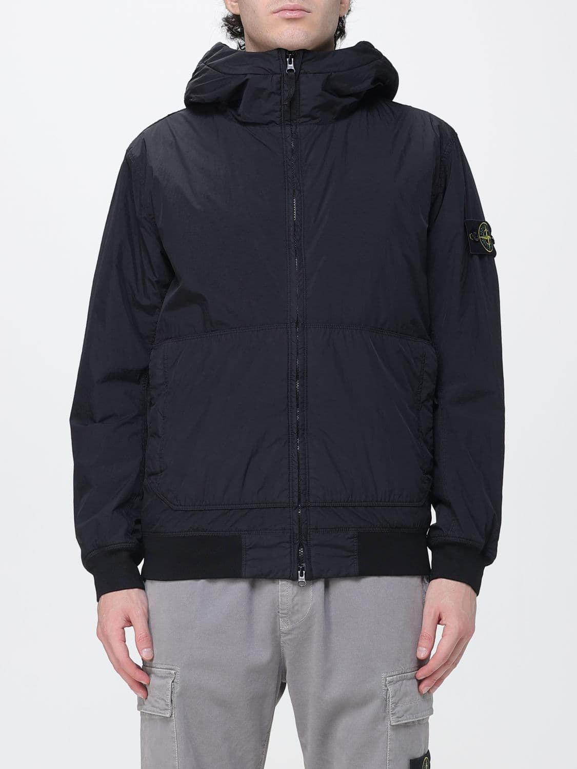 Stone Island Crinkle Reps NY Hooded Nylon Windbreaker with Logo