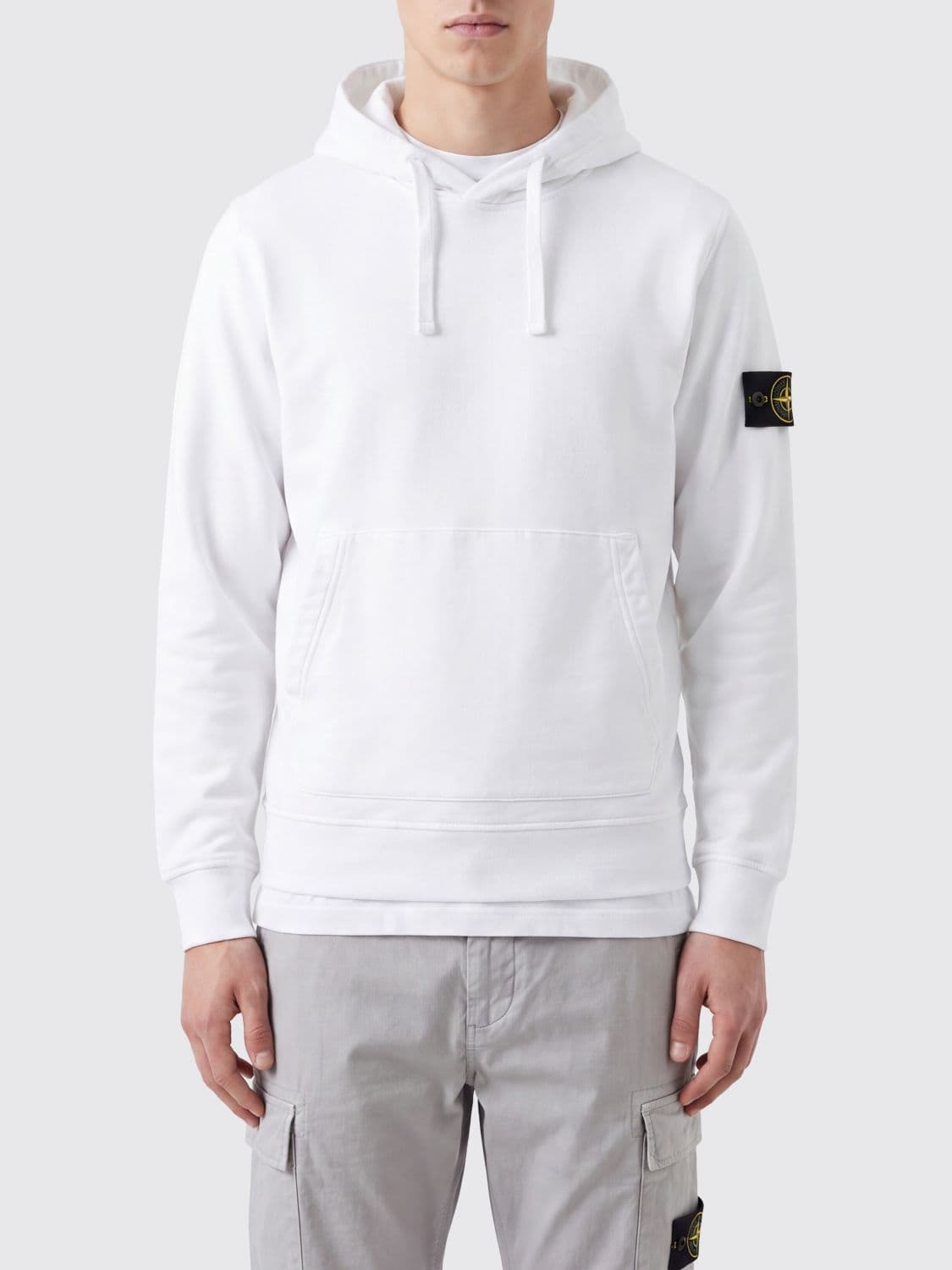 Stone Island Relaxed Fit Cotton Hoodie with Kangaroo Pocket