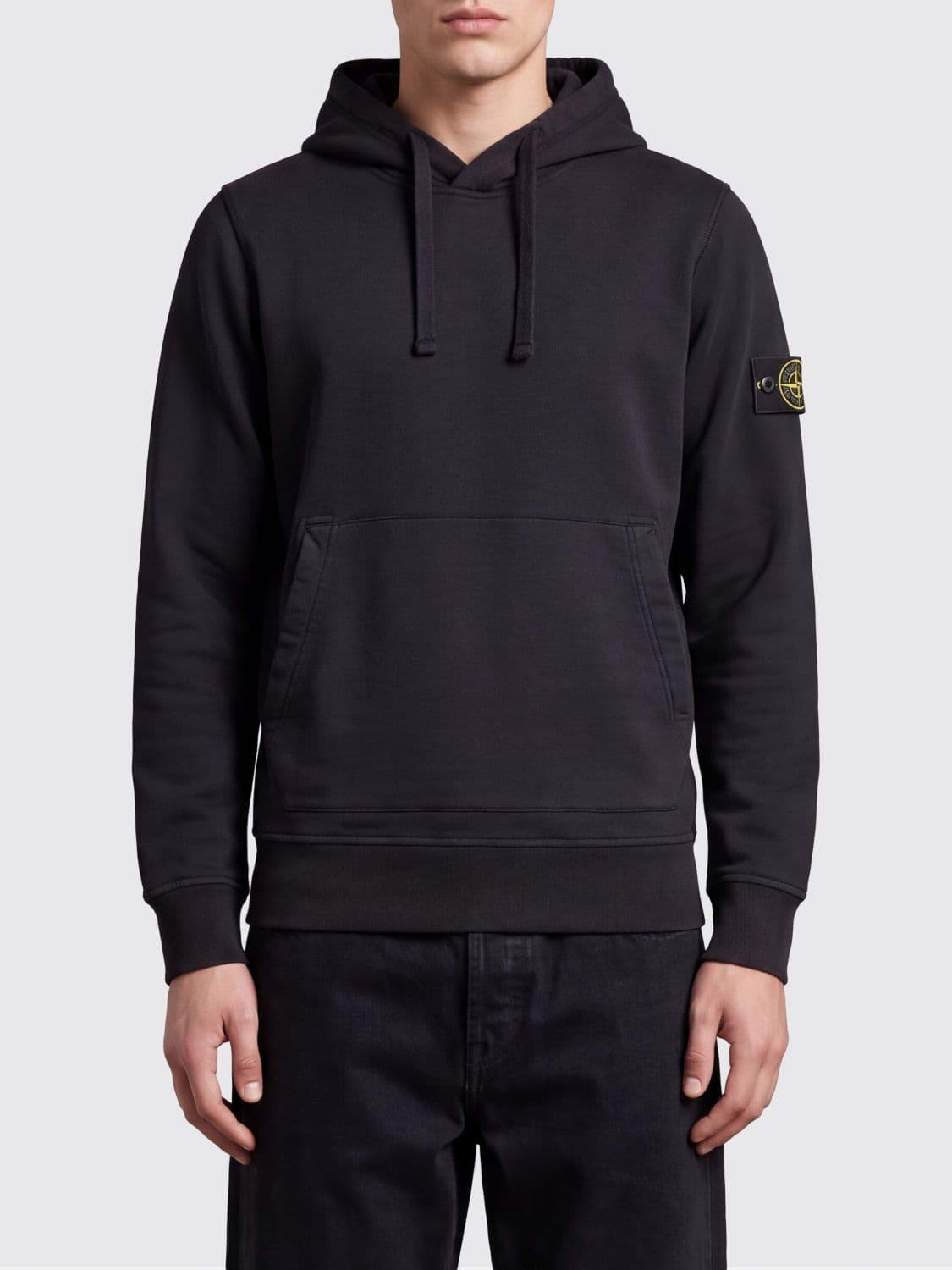 Stone Island Relaxed Fit Cotton Hoodie with Kangaroo Pocket