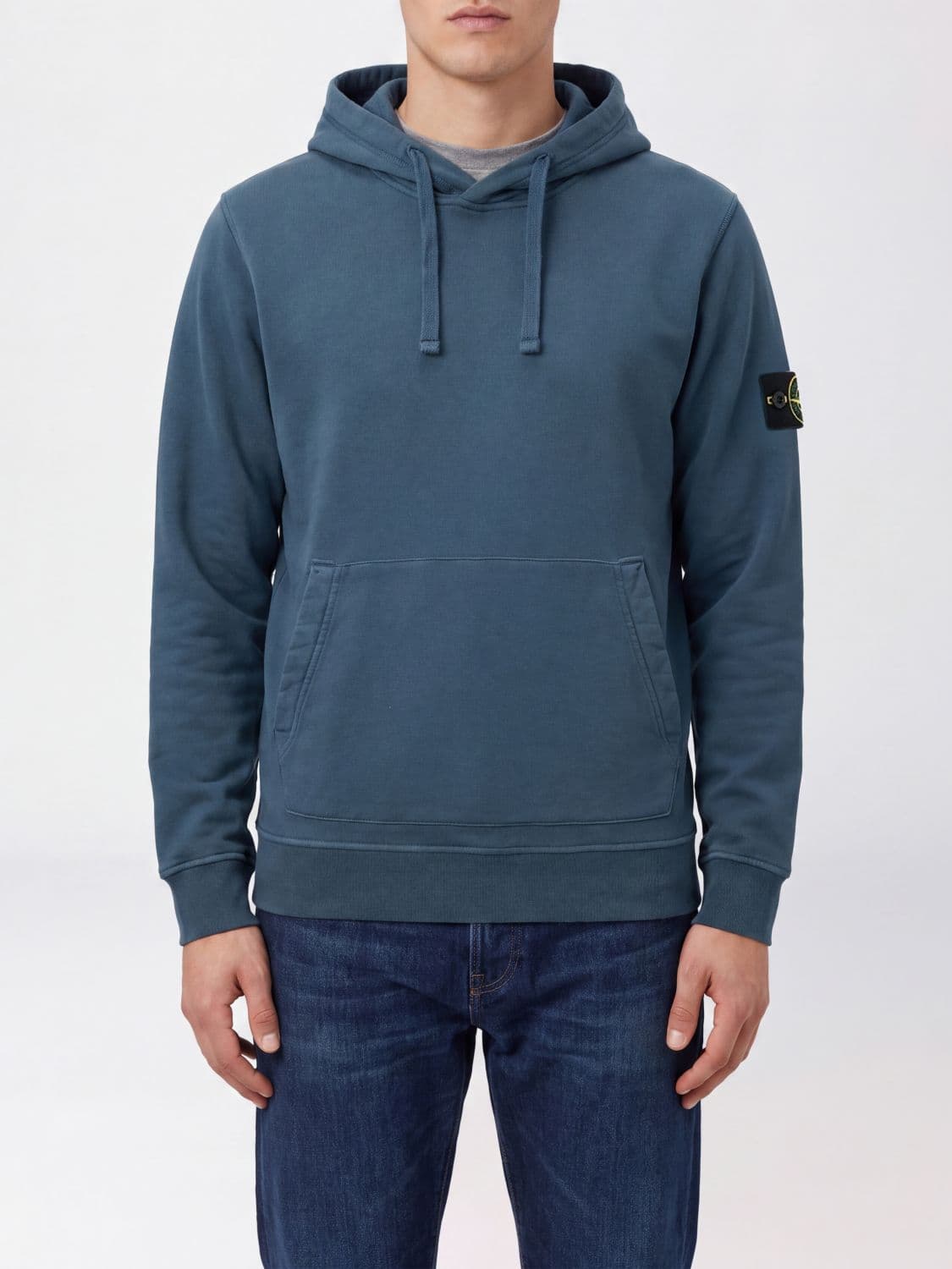 Stone Island Relaxed Fit Cotton Hoodie with Kangaroo Pocket