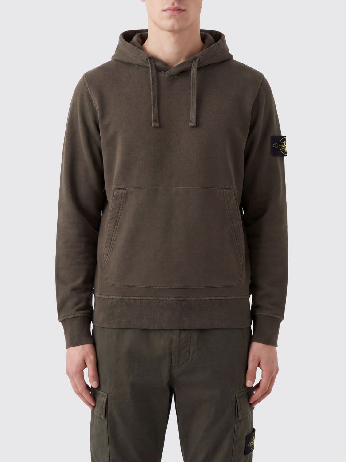 Stone Island Relaxed Fit Cotton Hoodie with Kangaroo Pocket