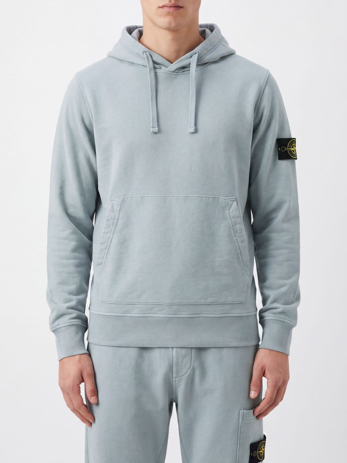 Stone Island Relaxed Fit Cotton Hoodie with Kangaroo Pocket
