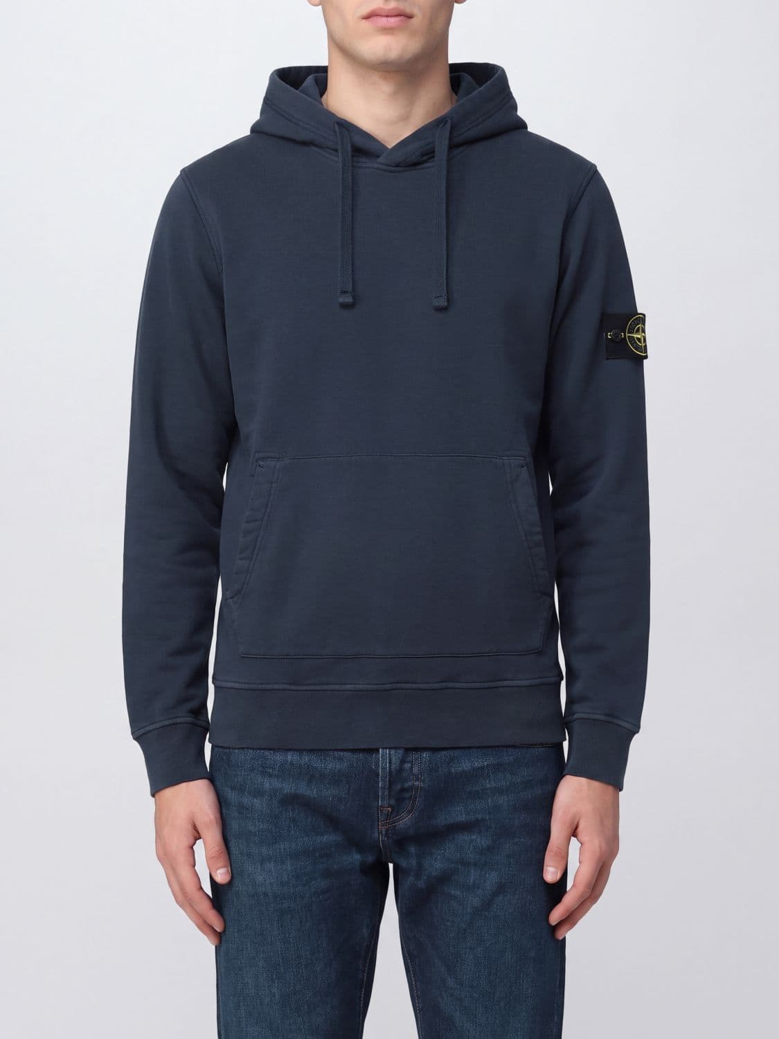 Stone Island Relaxed Fit Cotton Hoodie with Kangaroo Pocket