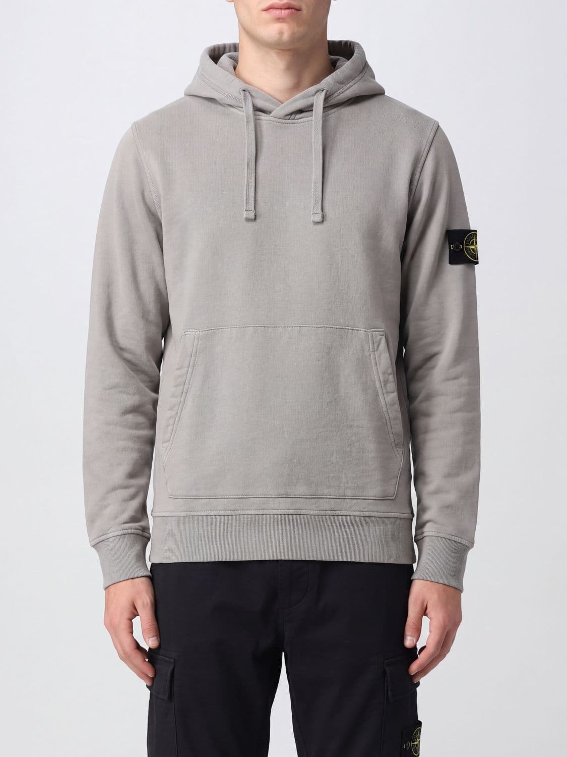 Stone Island Relaxed Fit Cotton Hoodie with Kangaroo Pocket