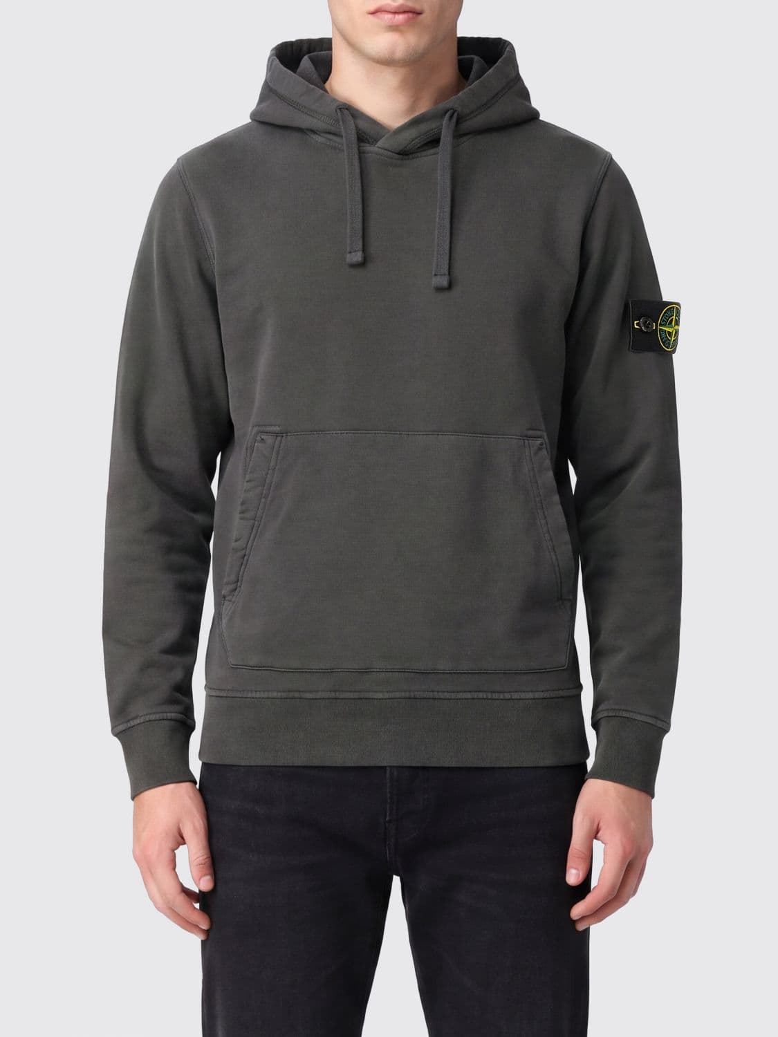 Stone Island Relaxed Fit Cotton Hoodie with Kangaroo Pocket