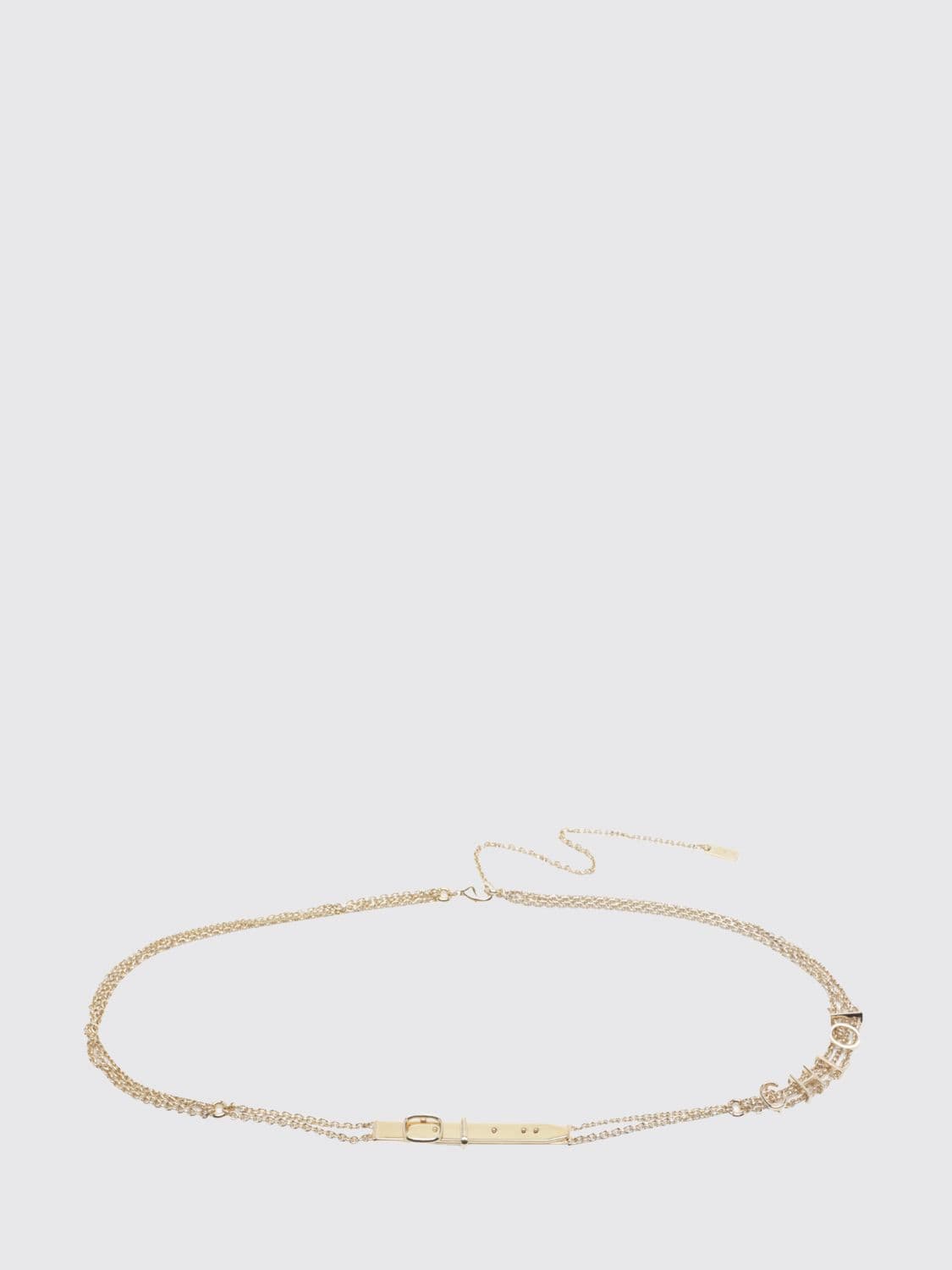 Chloé Adjustable Gold-Tone Brass Chain Belt with Lettering Logo