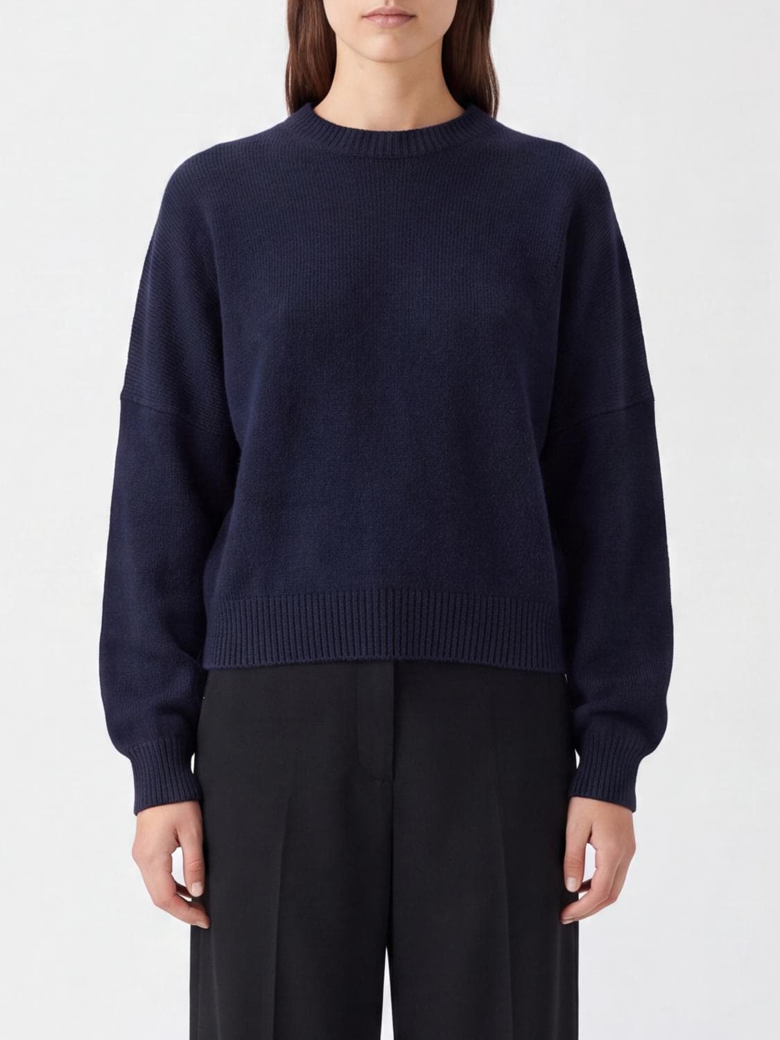 Khaite Crew-Neck Pure Cashmere Jumper with Ribbed Trims