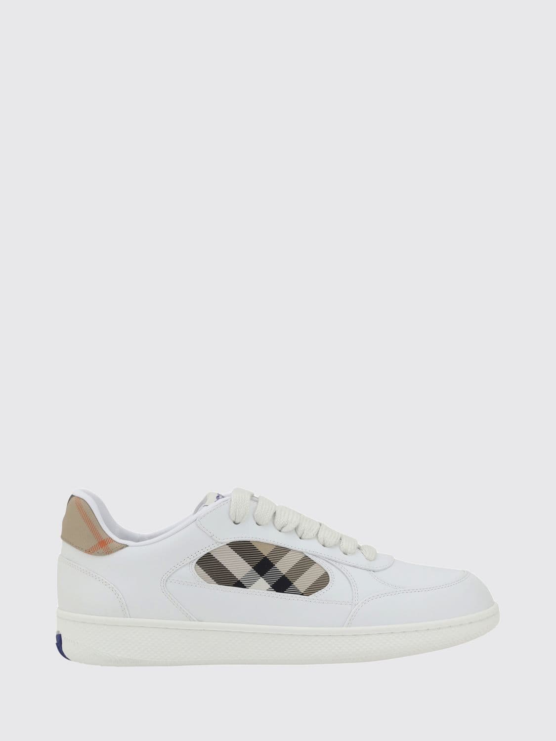 Burberry Terrace Calfskin Leather Sneakers with Vintage Check Inserts