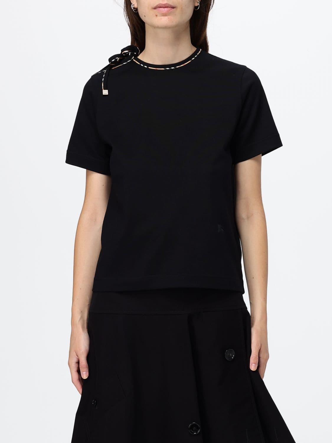 Burberry Cotton Crewneck T-Shirt with Tone-on-Tone EKD Logo