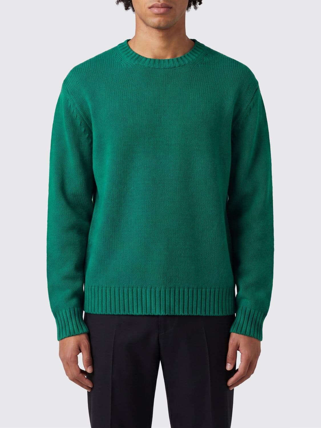 Tom Ford Crewneck Jumper in Merino Wool with Dropped Shoulders and Ribbed Trims