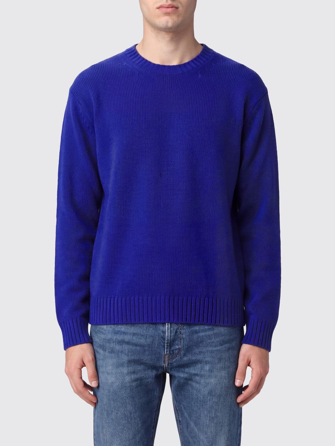 Tom Ford Crewneck Jumper in Merino Wool with Dropped Shoulders and Ribbed Trims
