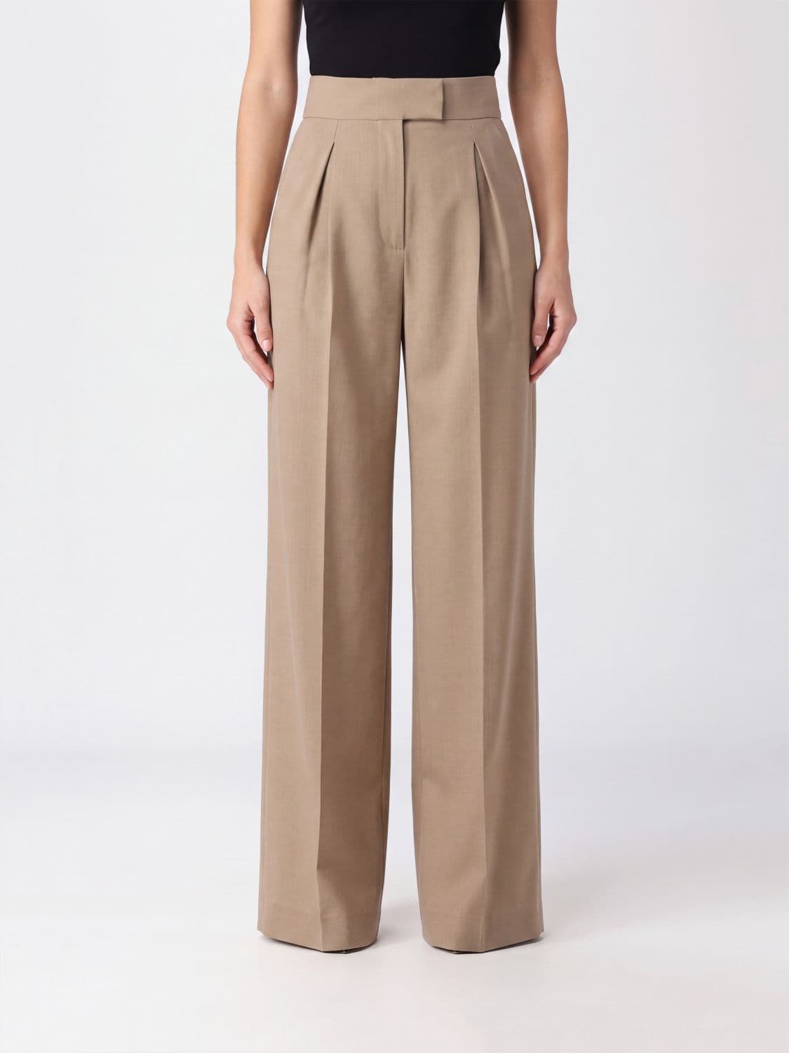 Valentino Garavani High-Waisted Pleated Merino Wool Wide-Leg Trousers