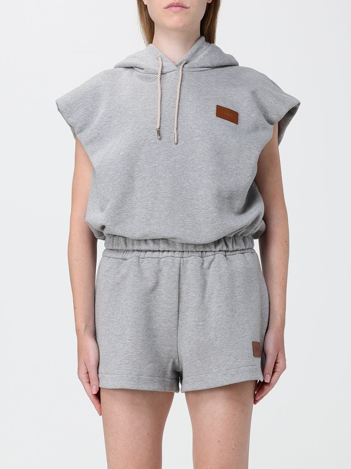 Fendi Short-Sleeved Relaxed Fit Cotton Hoodie with Dropped Shoulders