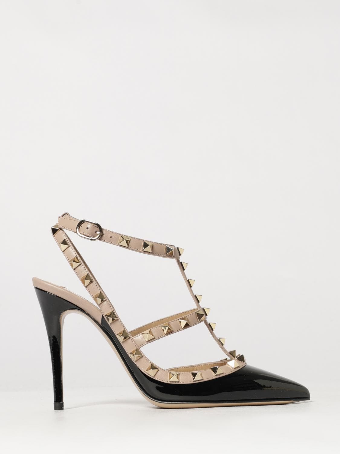 Valentino Garavani Rockstud Patent Leather T-Strap Slingback Pumps