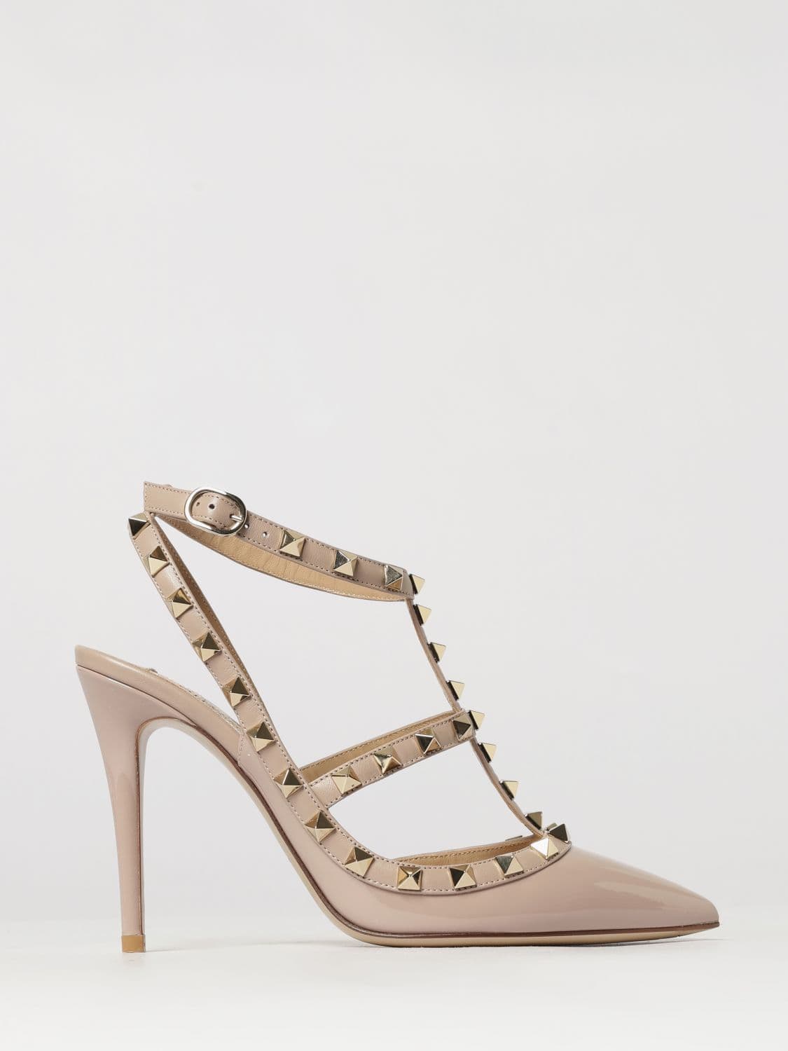 Valentino Garavani Rockstud Patent Leather T-Strap Slingback Pumps