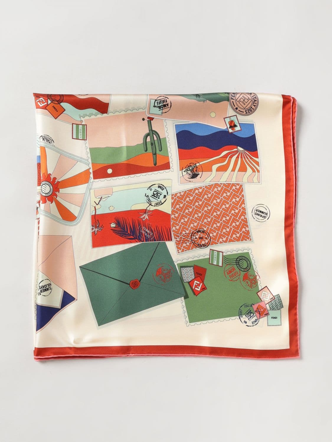 Fendi Square Silk Foulard with an All-Over Graphic Print · OS