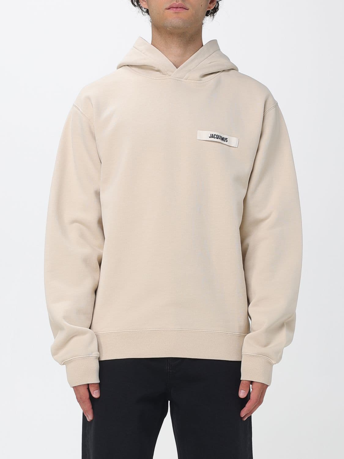 Jacquemus Relaxed Fit Cotton Hoodie with Logo and Dropped Shoulders