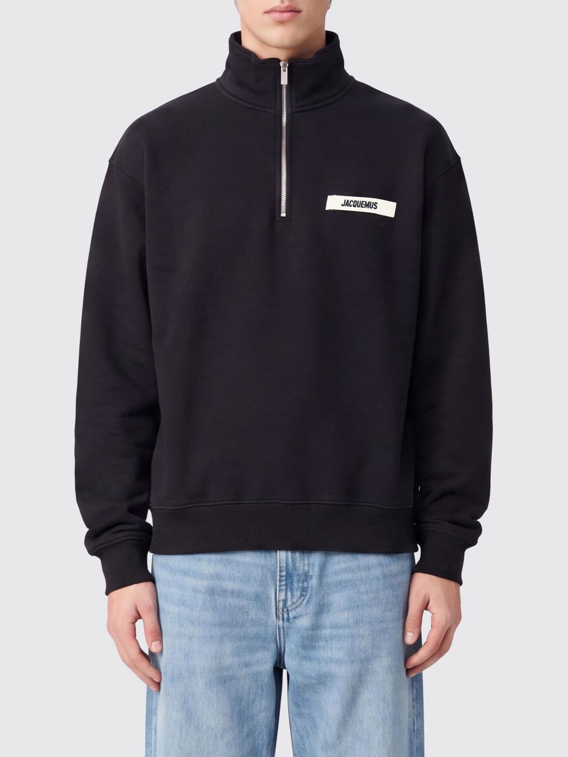 Jacquemus High Neck Relaxed Fit Cotton Jumper with Zip