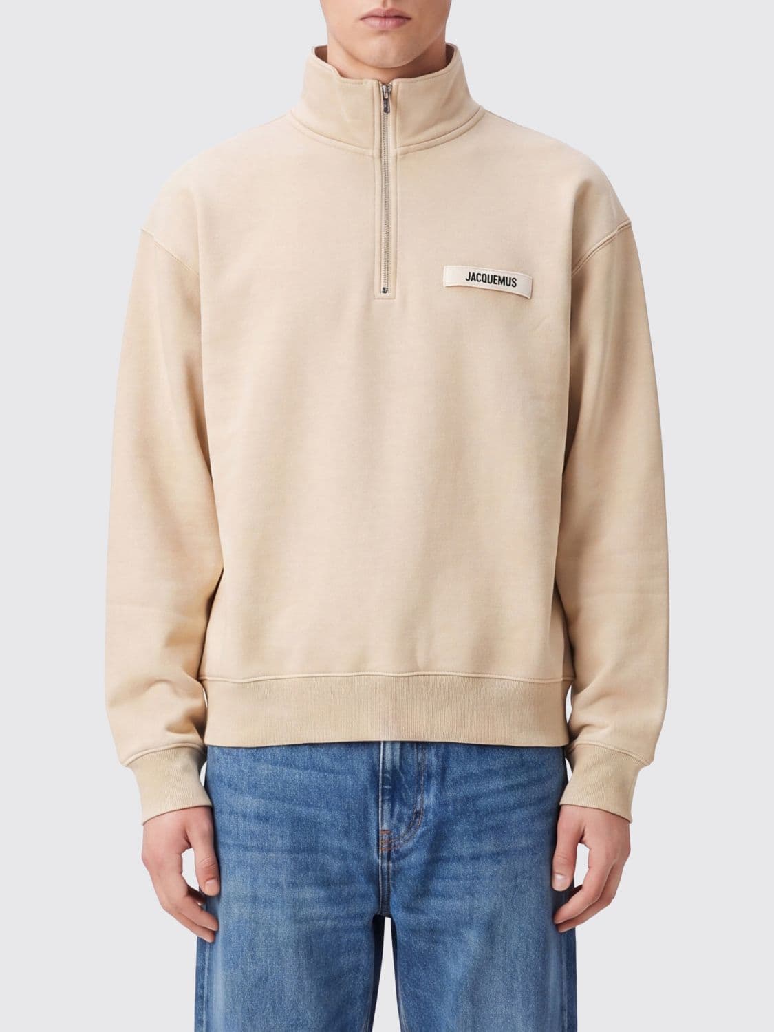 Jacquemus High Neck Relaxed Fit Cotton Jumper with Zip