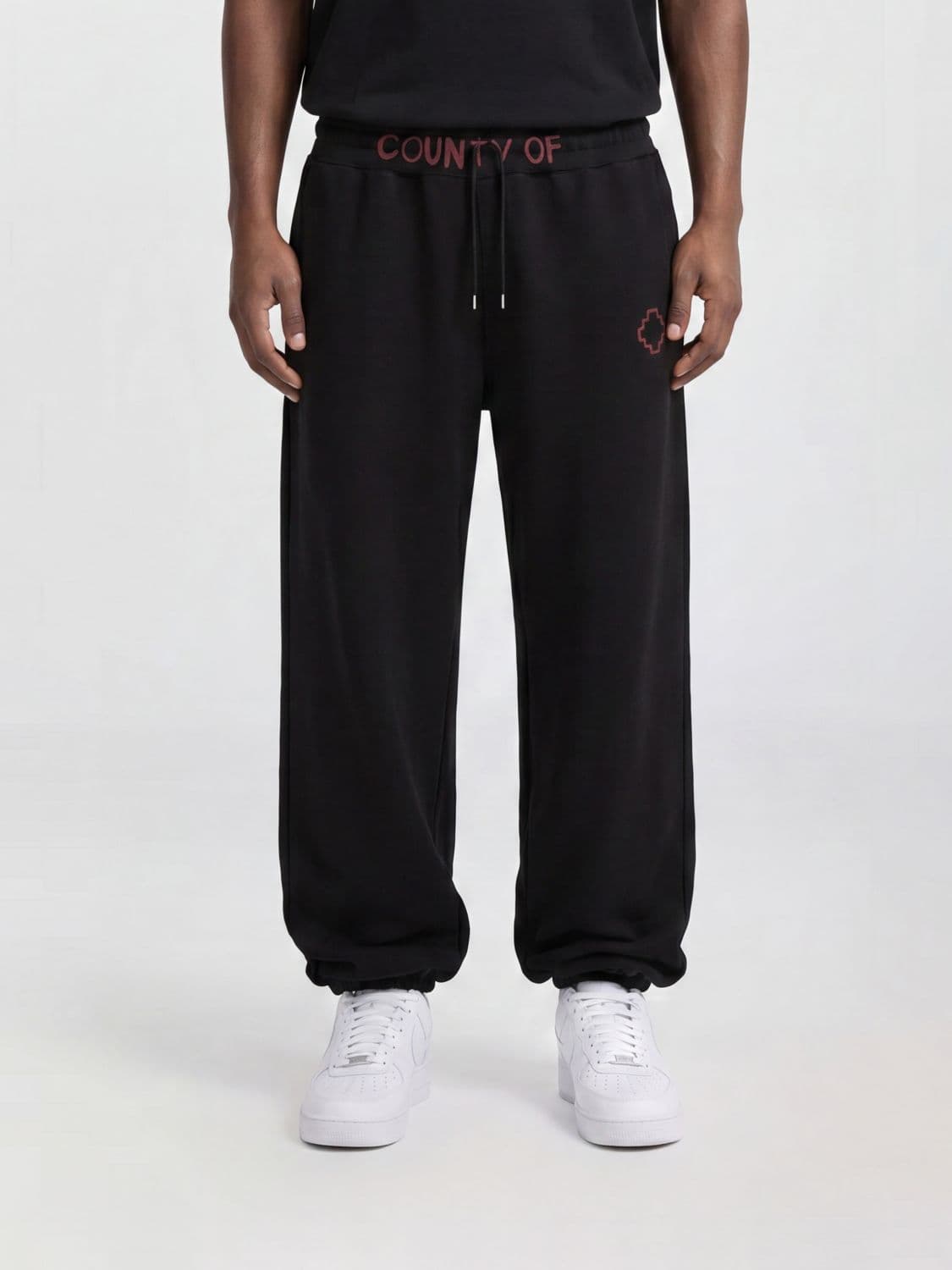 County Of Milan Cotton Jogger Trousers with Contrast Logo and Drawstring