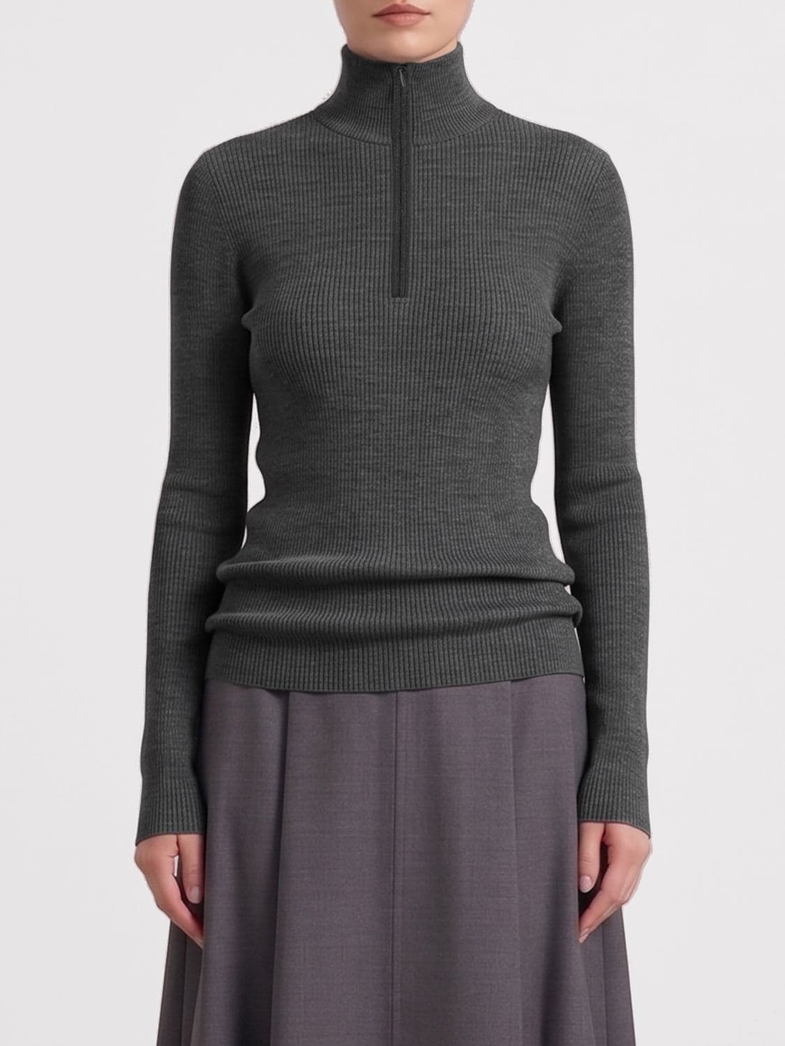 Brunello Cucinelli Slim Fit Ribbed Wool and Cashmere Turtleneck Jumper with Monili